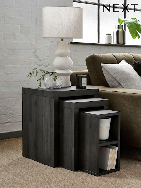 Black Bronx Oak Effect Rectangle Set of 3 Nest of Tables (608896) | €245