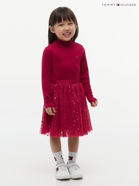 Red - Tommy Hilfiger Polka Dot Tulle Fit And Flare Dress