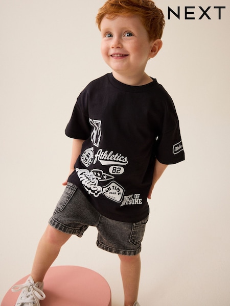 Black Badges 100% Cotton Short Sleeve Varsity T-Shirt (3mths-7yrs) (609065) | €4 - €5