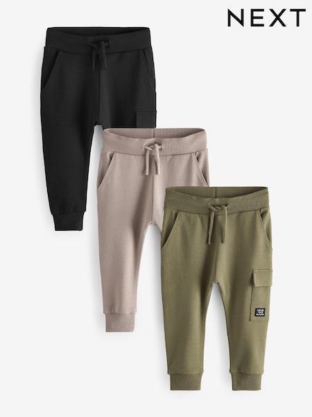Khaki Green/Grey/Black Super Skinny Utility Joggers 3 Pack (3mths-7yrs) (609353) | 5,040 ISK - 5,920 ISK
