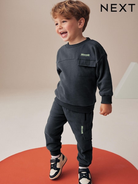 Charcoal Grey Utility Sweatshirt and Joggers Set (3mths-7yrs) (609514) | AED56 - AED71
