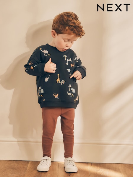 Safari preto/marrom - All Over Print Sweatshirt and Leggings Set (3mths-7yrs) (609620) | R$ 125 - R$ 165