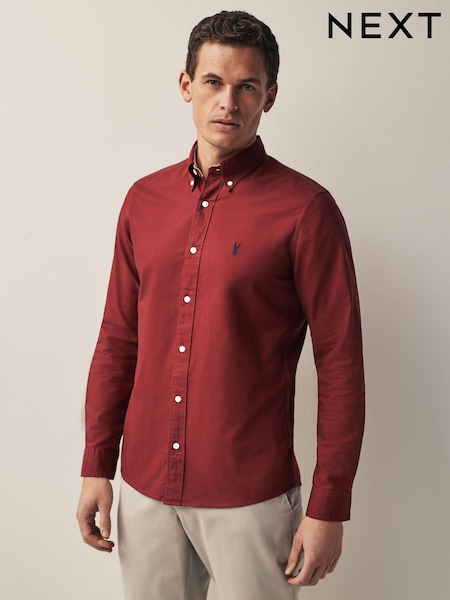 Dark Red Slim Fit Long Sleeve Oxford Shirt (609705) | €16