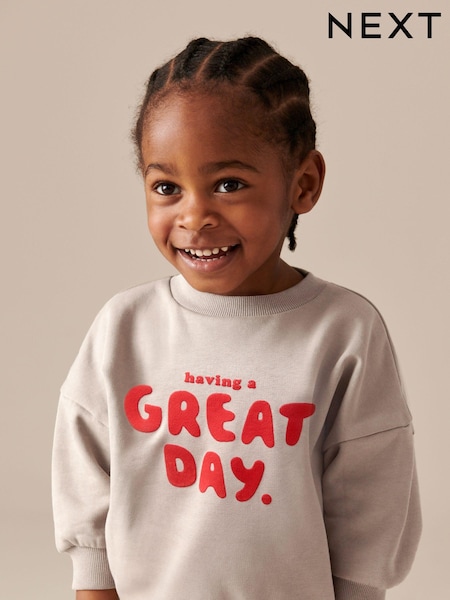 kameno siva/rdeča - Placement Backprint Crew Neck Sweatshirt (3mths-7yrs) (609754) | € 8 - € 10