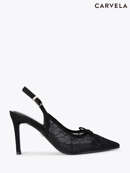 Black - Carvela Positano Lace Sling High Shoes