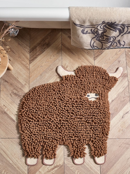 Brown Hamish Plush Bobble Shaped Bath Mat (609839) | $37