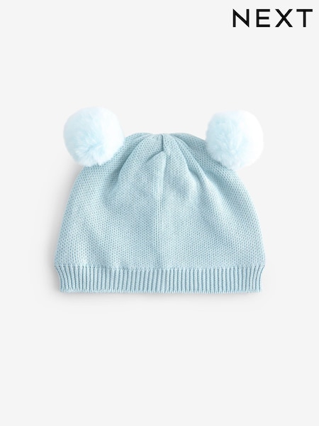 Pale Blue Double Pom Knitted Baby Hat (0mths-2yrs) (609921) | €4