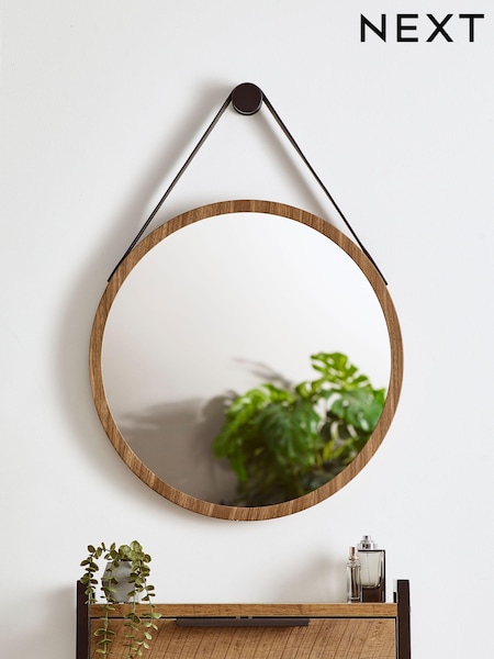 Natural Bronx Hanging Round Wall Mirror (610444) | $105