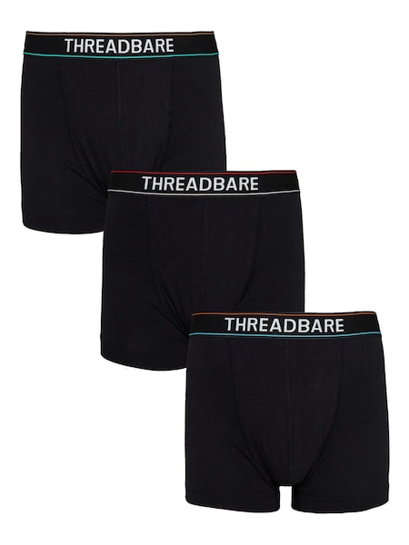 Threadbare Black Chrome Dark Black Hipster Boxers 3 Pack (610608) | €26