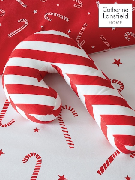Catherine Lansfield Christmas Candy Cane Fleece Shaped Cushion (611002) | ‏99 د.إ.‏