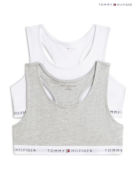 White - Tommy Hilfiger Signature Logo Racerback Bralettes 2-pack