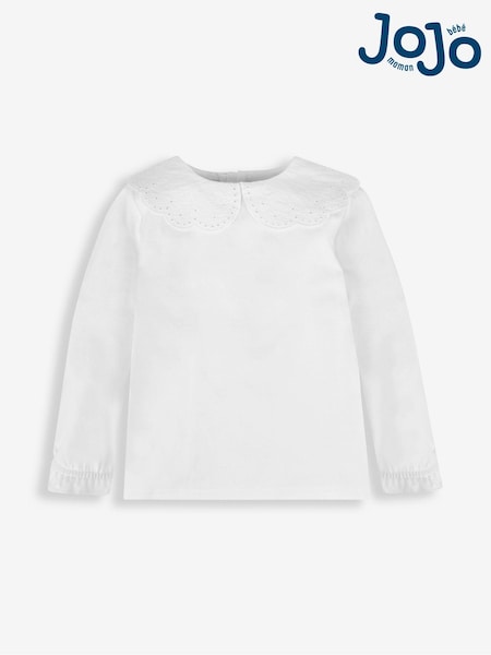 JoJo Maman Bébé Cream Pretty Top With Broderie Collar (611148) | AED87