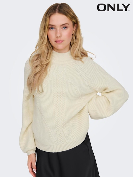 Grå - Only Textured High Neck Volume Sleeve Jumper