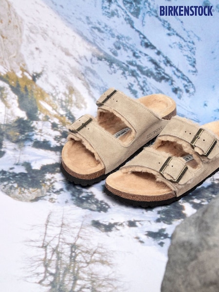 Birkenstock Cream Arizona Suede Shearling Sandals (611327) | €99