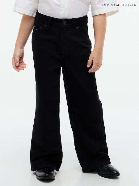 Black - Tommy Hilfiger Mabel High Rise Wide Leg Faded Jeans