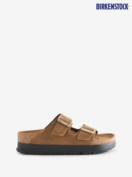 Birkenstock Tan Arizona Platform Flex Nubuck Sandals (611492) | €139