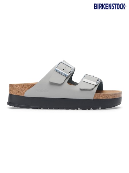 Birkenstock Grey Arizona Platform Flex Nubuck Sandals (611565) | kr1 285