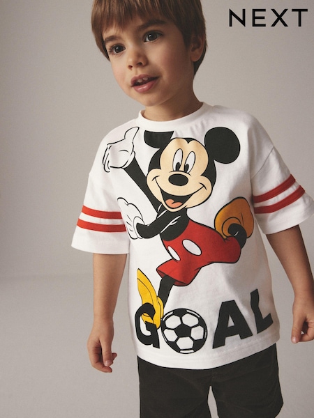 White 100% Cotton Mickey Football Short Sleeve T-Shirt (6mths-8yrs) (611955) | € 7 - € 9