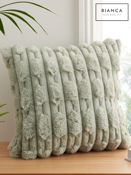 Green Soft and Cosy Carved Faux Fur Cushion (611989) | €25