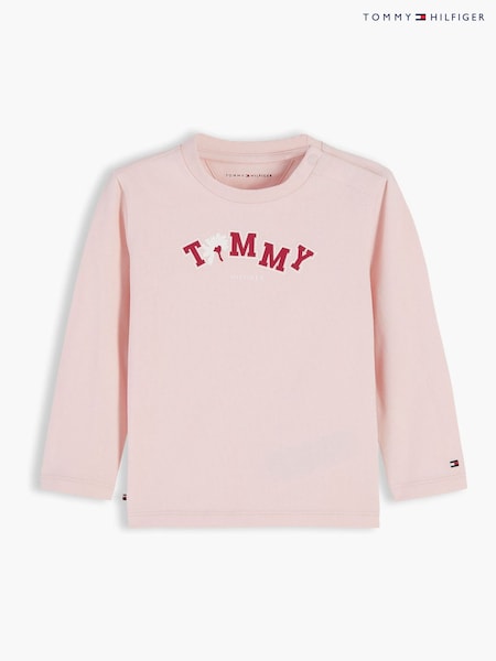 Розовый - Tommy Hilfiger Logo Long Sleeve T-shirt