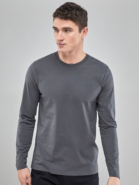 Charcoal Grey Regular Fit Long Sleeve Crew Neck T-Shirt (612283) | €11