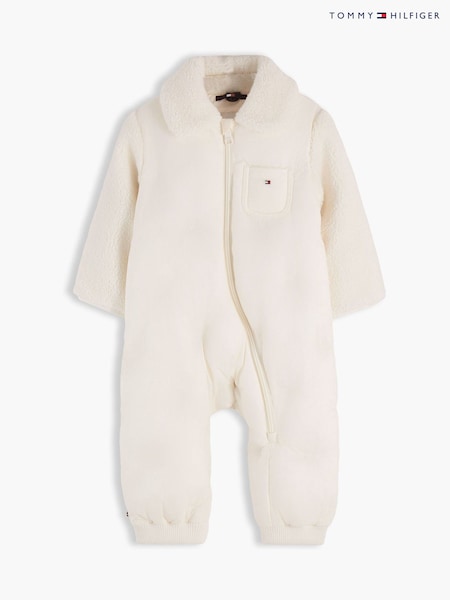 White - Tommy Hilfiger Relaxed Flag Quilted Fleece Snowsuit