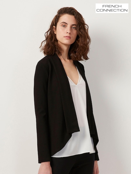 French Connection Black Jersey Josie Drape Front Jacket (612662) | ₪277
