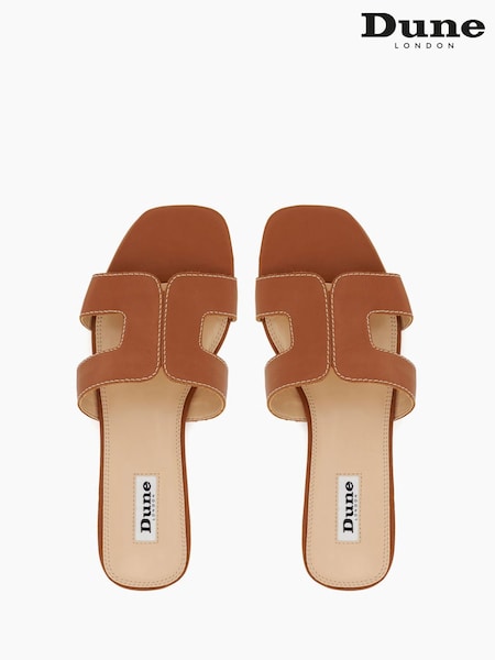Dune London Tan Brown Standard Fit Loupe Smart Slider Sandals (612957) | €152