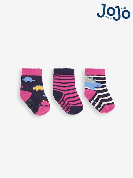JoJo Maman Bébé Navy Blue Dino Socks 3 Pack (613034) | €12.50
