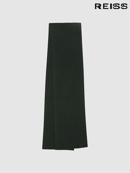 Forest Green - Reiss Chesterfield Ribbed Merino Scarf (613080) | 95 €