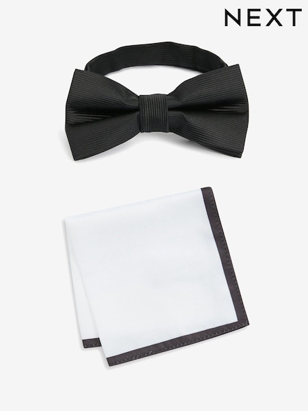 שחור/לבן - Bow Tie And Pocket Square Set (613261) | ‏55‏₪