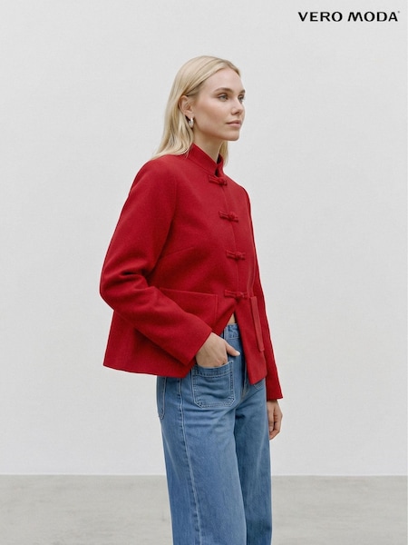 Rot - Vero Moda Mandarin Collar Jacket