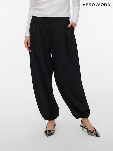Black - Vero Moda Mid Rise Balloon Leg Trousers