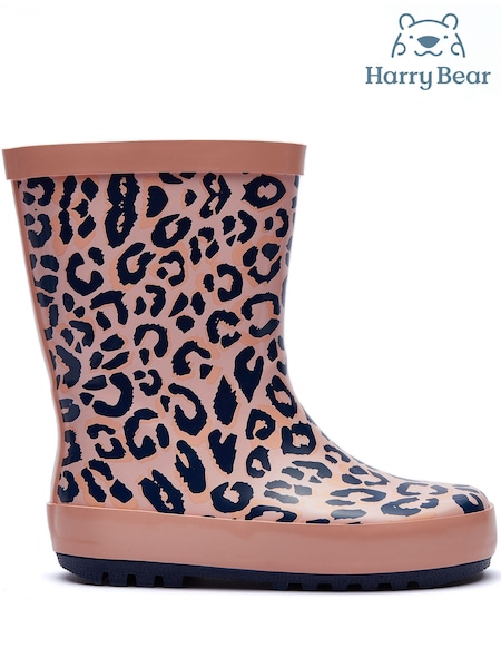 Harry Bear Purple Leopard Print Printed Wellies (613606) | $39