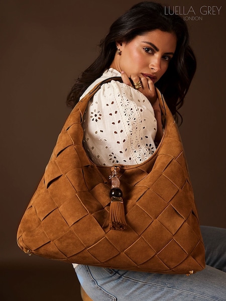 Marron fauve - Sac hobo Luella Grey Pandora Weave Slouch