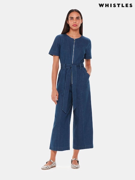 Whistles 100% Cotton Short Sleeve Denim Jumpsuit (613852) | 211 €