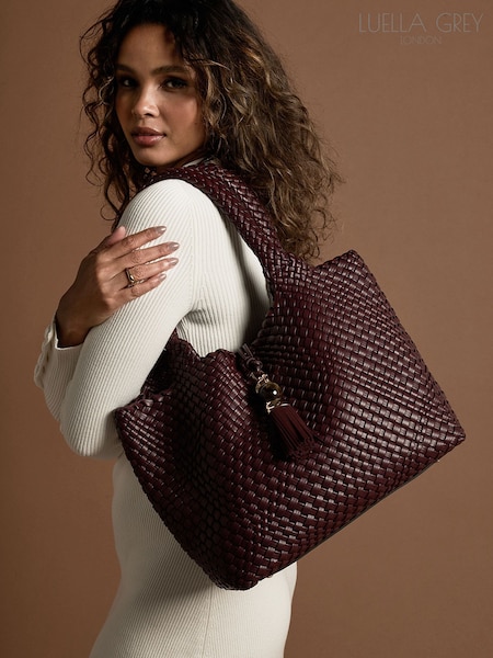 Purple - Luella Grey Saskia Woven Tote