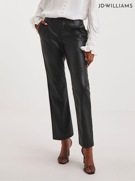 JD Williams Black PU Straight Leg Trousers (614286) | €21.50