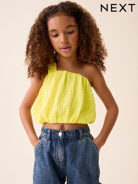 Yellow One Shoulder Texture Bubble Top (3-16yrs) (614353) | €5 - €8