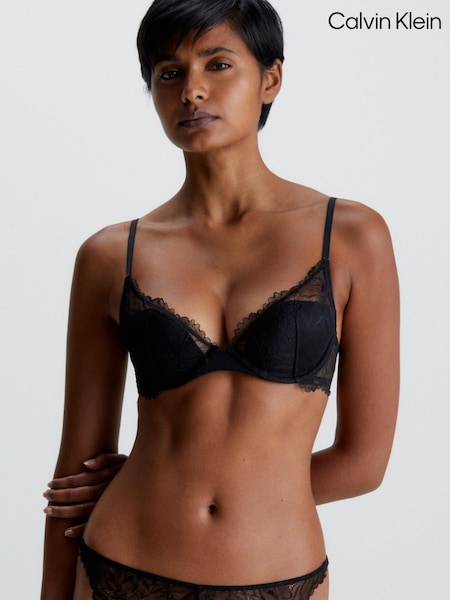 Calvin Klein Floral Lace Lace Plunge Black Bra (614678) | €14