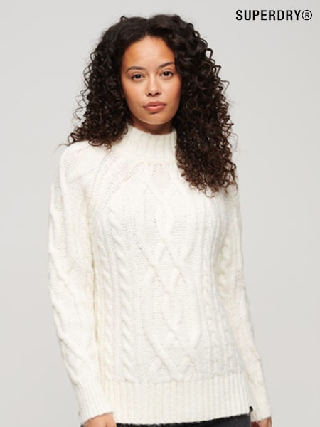 Superdry 100% Cotton High Neck Cable Knit Jumper (615035) | 327 LEI