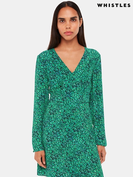 Whistles Green Dappled Floral Lori Dress (615429) | €89