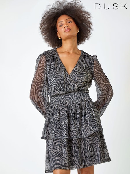 Dusk Metallic Animal Print Plisse Stretch Dress (615737) | €38