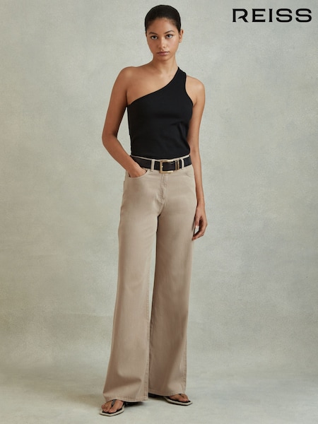 Reiss Light Camel Colorado Garment Dyed Wide Leg Trousers (615744) | €95