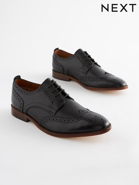 Black Regular Fit Contrast Sole Leather Brogues (615852) | €22.50