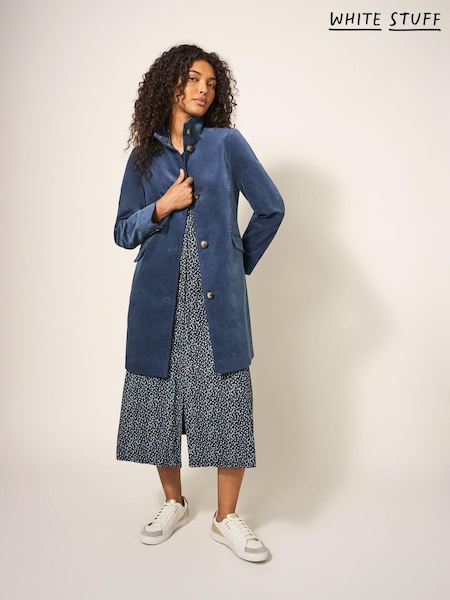 White Stuff Blue Denim Karla Velvet Coat (616140) | 404 QAR