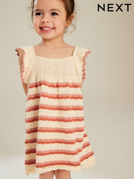Ecru Marl 100% Cotton Crochet Dress (6mths-7yrs) (616146) | €9 - €12