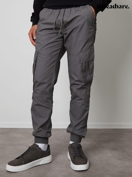 Gri - Pantaloni cargo cu manșete Threadbare Croială slim fit 100% bumbac (616720) | 223 LEI