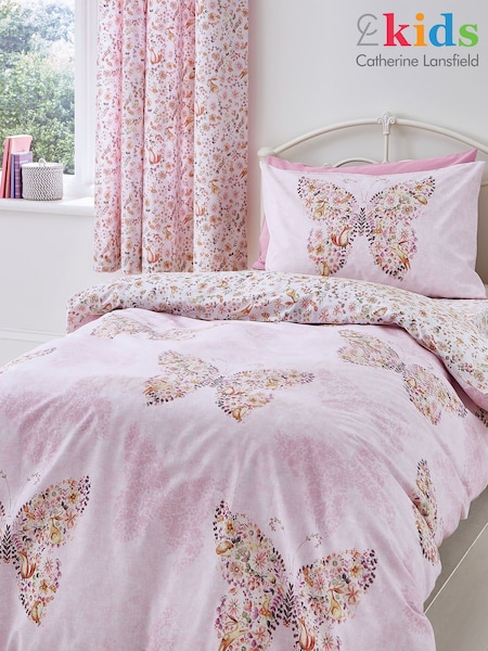 Catherine Lansfield Pink Enchanted Butterfly Reversible Duvet Cover Set (616807) | AED99 - AED134