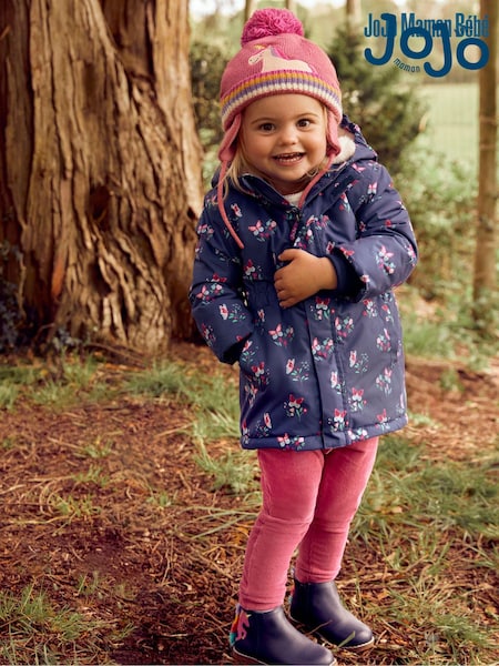 JoJo Maman Bébé Navy Girls' Leather Unicorn Chelsea Boots (617157) | €63